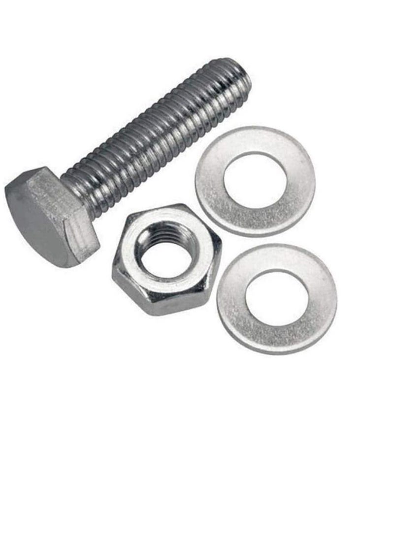 12 pcs Hex Head Screw Bolts Nuts & Washers Fully Thread GI Plain Finish Bolt Set. (10, 25MM) - Image 2
