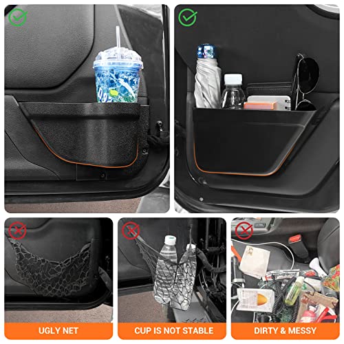 SQQP Front & Rear Door Side Insert Storage Box, Door Organizer Pockets for 2011-2018 Jeep Wrangler JK JKU 2/4 Door, 4Pcs Black Interior Storage Expansion Accessories(Upgraded Version) - Image 2