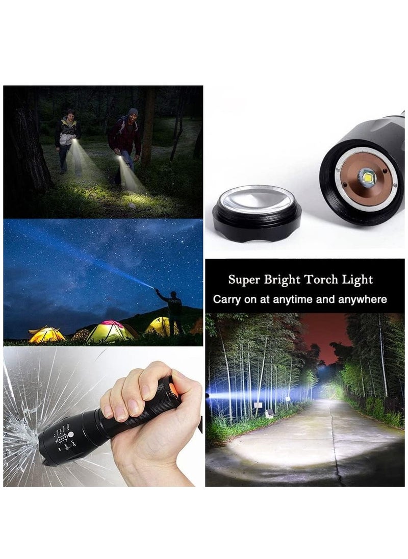 Military grade flashlight, 3000 lumens 5 modes waterproof flashlight 1-pack, retractable focus flashlight