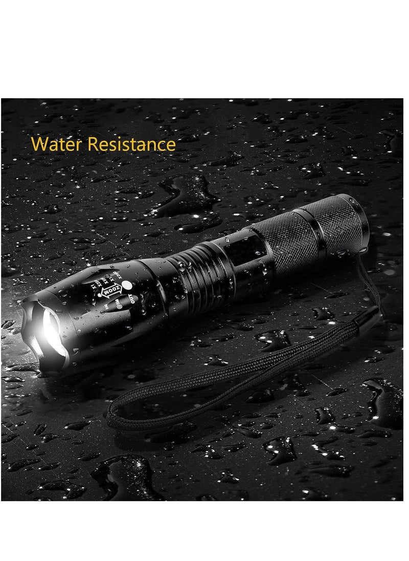 Military grade flashlight, 3000 lumens 5 modes waterproof flashlight 1-pack, retractable focus flashlight