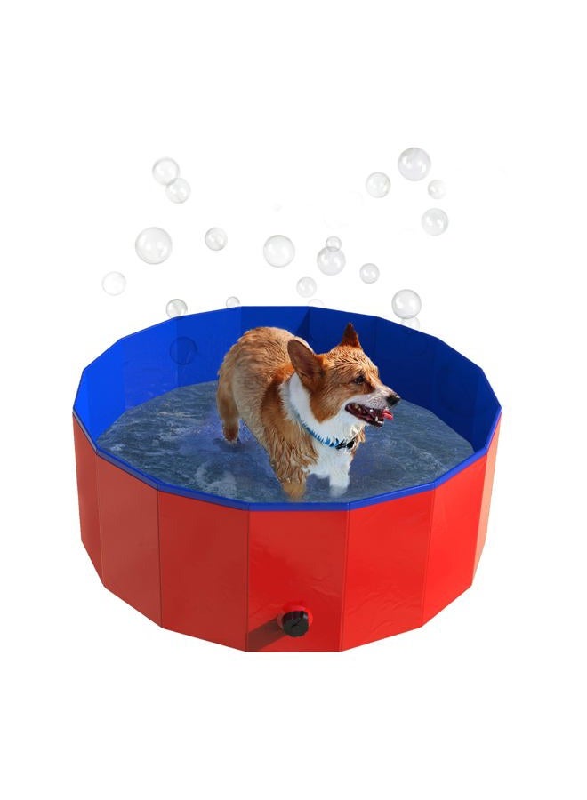PETMAKER Dog Pool - Portable, Foldable 30.5-Inch Doggie Pool with Drain and Carry Bag - Pet Swimming Pool for Grooming, Bathing, or Play (Red) - Image 1