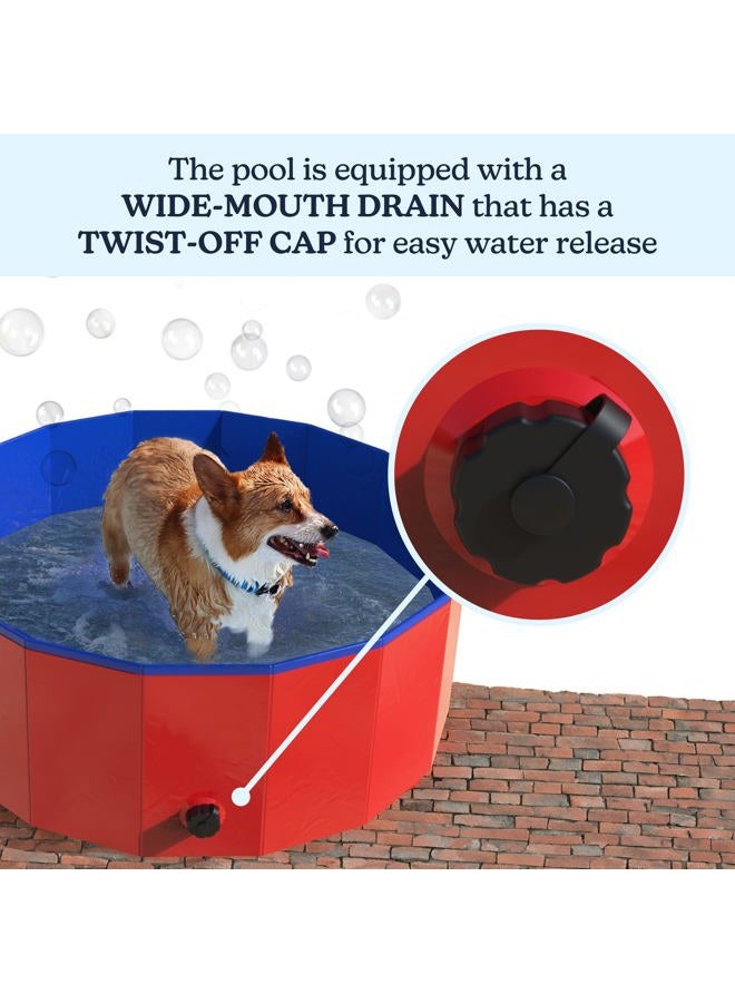 PETMAKER Dog Pool - Portable, Foldable 30.5-Inch Doggie Pool with Drain and Carry Bag - Pet Swimming Pool for Grooming, Bathing, or Play (Red) - Image 2