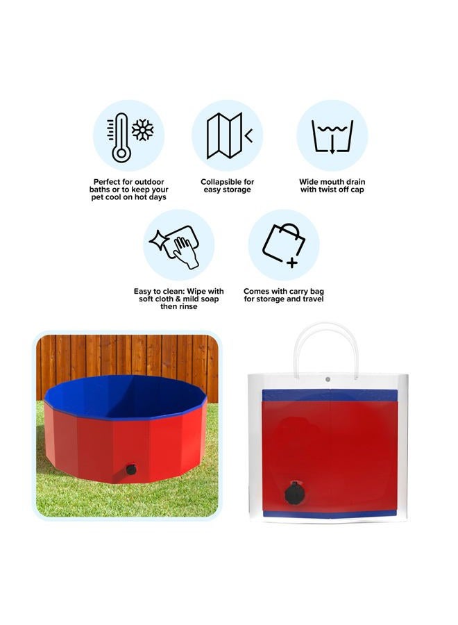 PETMAKER Dog Pool - Portable, Foldable 30.5-Inch Doggie Pool with Drain and Carry Bag - Pet Swimming Pool for Grooming, Bathing, or Play (Red) - Image 4