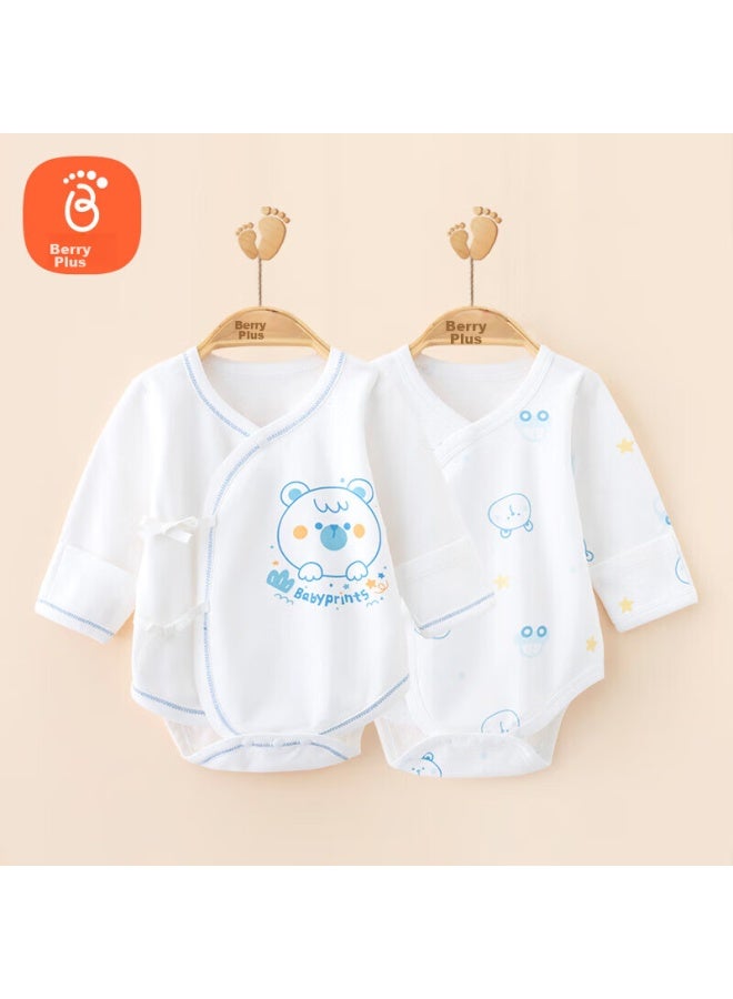 Babyprints Babyprints Newborn Onesie 2-pack, Baby Romper, Long-sleeve Bodysuit, Pure Cotton, All-season Underwear, Blue Bear, Size 59  - Image 2