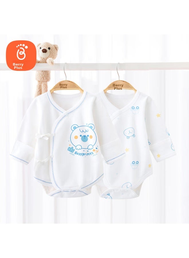 Babyprints Babyprints Newborn Onesie 2-pack, Baby Romper, Long-sleeve Bodysuit, Pure Cotton, All-season Underwear, Blue Bear, Size 59  - Image 1