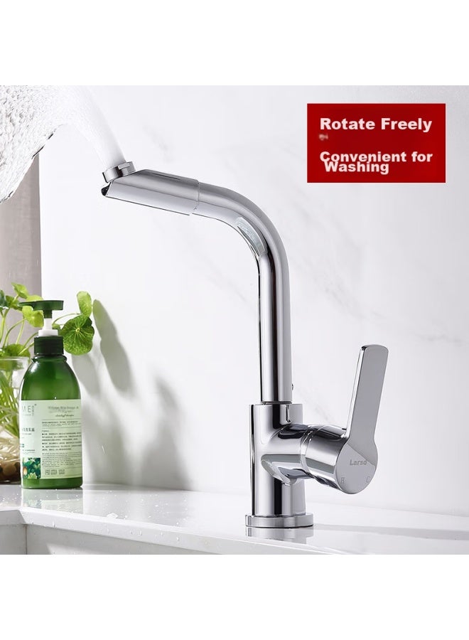Larsd Basin Faucet, Copper Body, Bathroom Washbasin Faucet, 720° Rotating Basin, Hot And Cold Water Faucet, F051 - Image 1