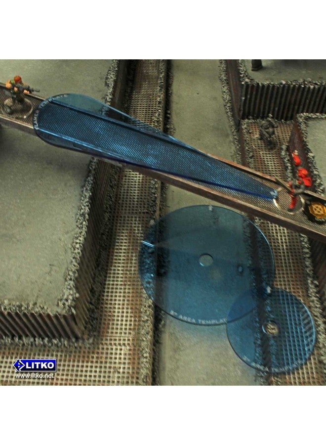 LITKO Template Set | Compatible with Warhammer 40,000, Shadow War: Armageddon | 3-Piece Acrylic Blast & Flamer Template Kit (Fluorescent Blue) - Image 3