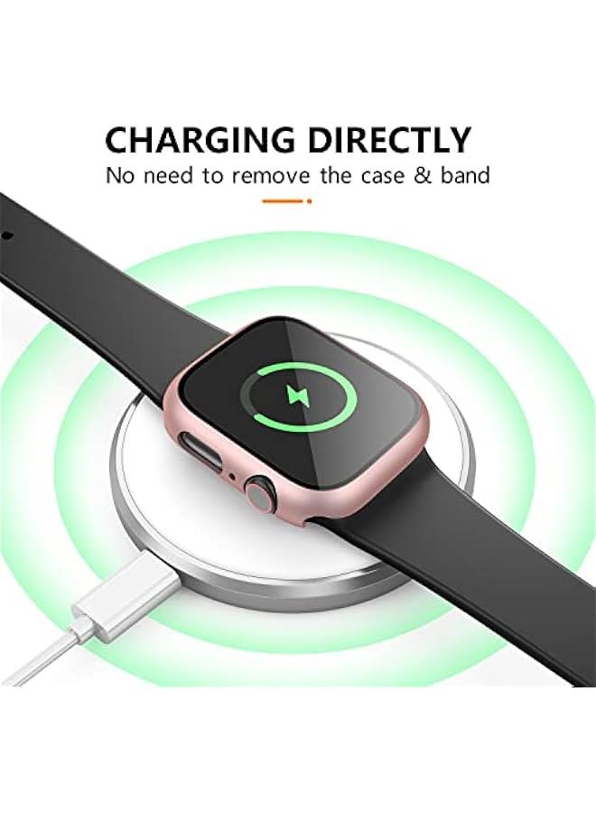 3 Pack Case for Apple Watch Series 10 46mm Hard PC Case with Tempered Glass Screen Protector Waterproof Anti-Scratch Ultra-Thin Protective Cover, Transparent/Rose Gold/Starlight