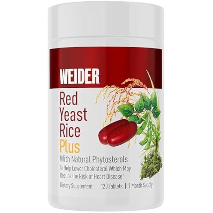 Weider Red Yeast Rice Plus - Botanical Dietary Supplement for Heart Health - Antioxidant Wellness Supplement - with Phytosterols & Microalgae - 120 Capsules - Image 1