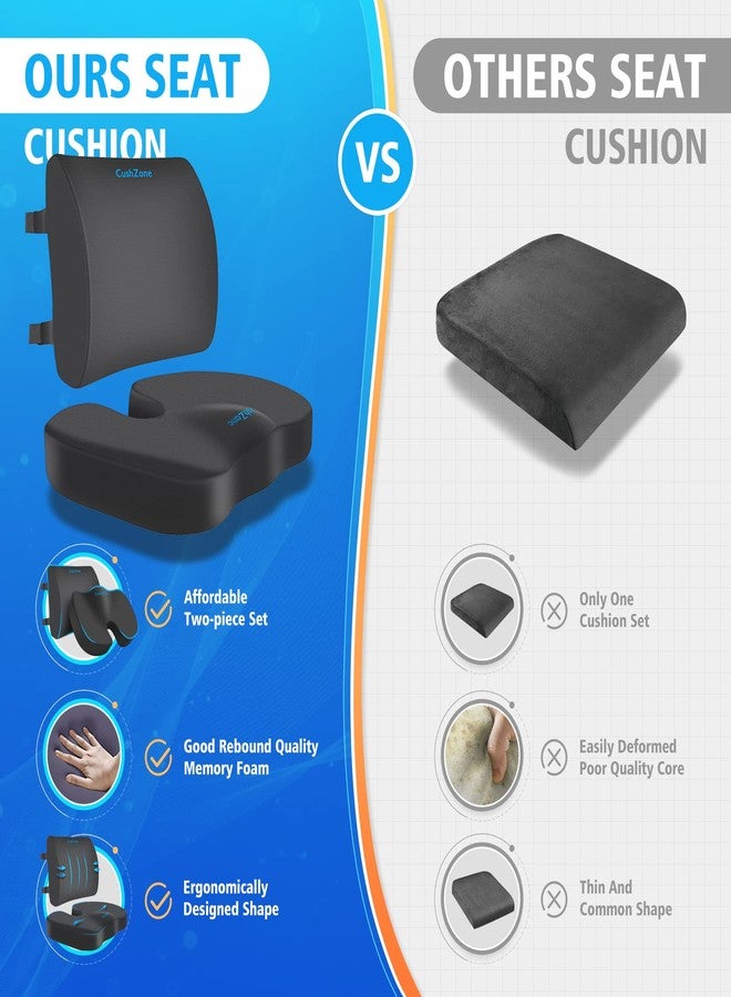 CushZone وسادة مقعد كوش زون، وسادة دعم أسفل الظهر مع حزام قابل للتعديل - وسائد كرسي لتخفيف آلام عرق النسا - مع غطاء قابل للغسل من إسفنج الذاكرة للسيارة والسفر والكرسي المتحرك - رمادي - Image 4