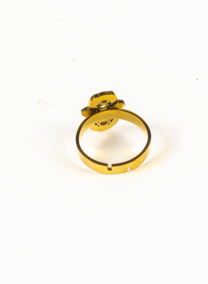 The Black Pearl Accessories Stainless Steel Free Size Zirconic Hand Ring  - Image 4