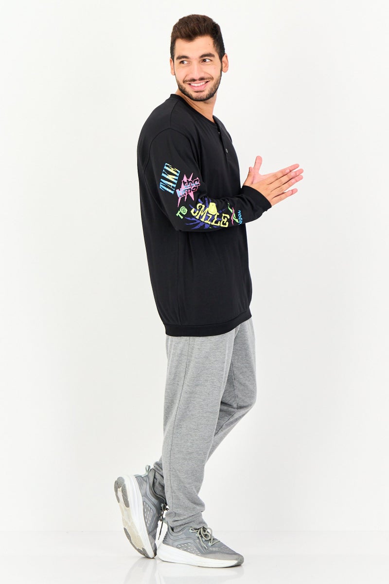 Reebok Men Sportswear Fit Long Sleeves Outdoor Sweatshirt, Black - Image 3