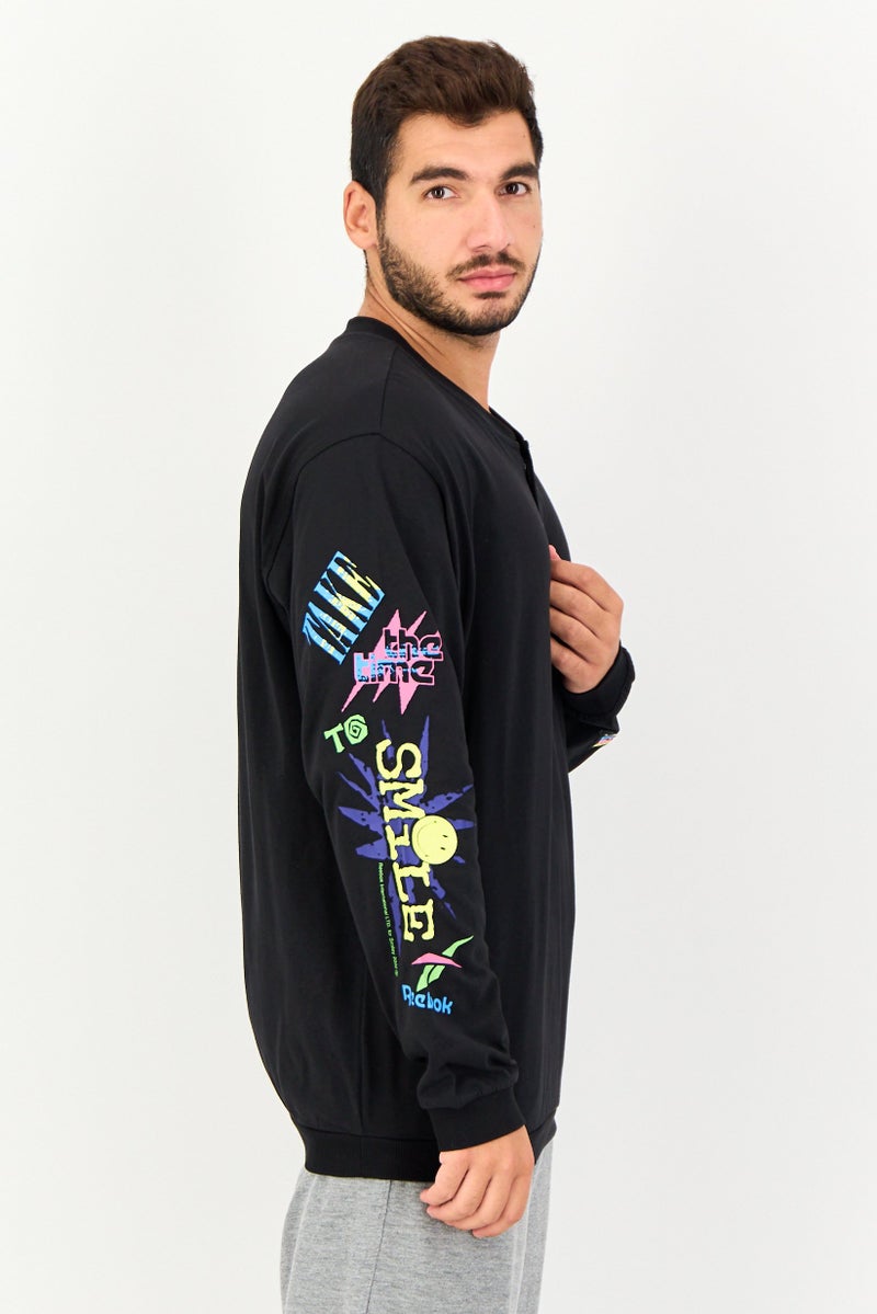 Reebok Men Sportswear Fit Long Sleeves Outdoor Sweatshirt, Black - Image 2