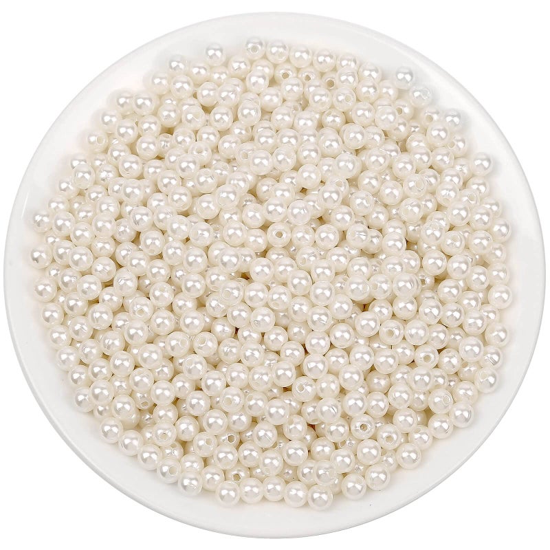 anezus Pearl Beads for Craft, 1000pcs Ivory Faux Fake Pearls, 6 mm Small Sew on Pearl Beads with Holes for Jewelry Making, Bracelets, Necklaces, Hairs, Crafts, Decoration and Vase Filler - Image 1