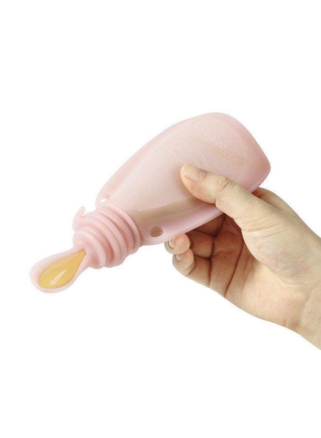 PandaEar PandaEar 3 Pack Reusable Silicone Baby Food Pouches Squeeze Pouches for Toddler Kids with 3 Silicone Puree Feeder Spoon BPA-Free Silicone Refillable Baby Food Storage 5.5oz(Dark pink/Light Pink/Linen)  - Image 5