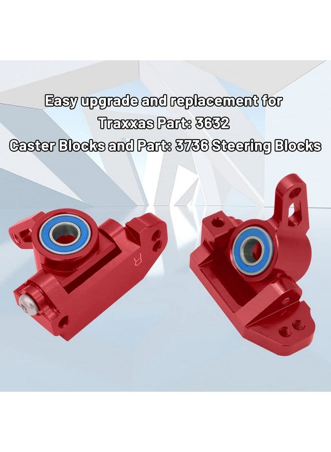 OGUNKE Ogrc Aluminum Front Caster Block&Steering Blocks And Rear Stub Axle Carriers Kit With Ball Bearings Upgrade Parts For Traxxas 1/10 2Wd Slash Stampede Rustler Replace 3632 3736 3752（Red） - Image 2