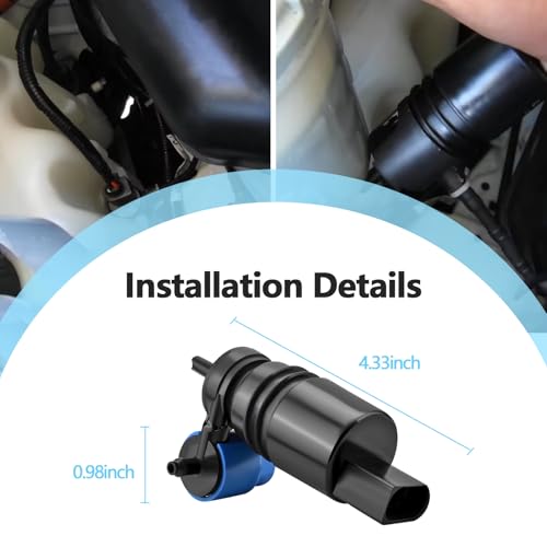 Quealzara Windshield Washer Pump Compatible with Honda Pilot 2012 2013 2014 2015 Replaces 76806-SZA-A12 76806SZAA12, Front Windshield Washer Fluid Pump - Image 4