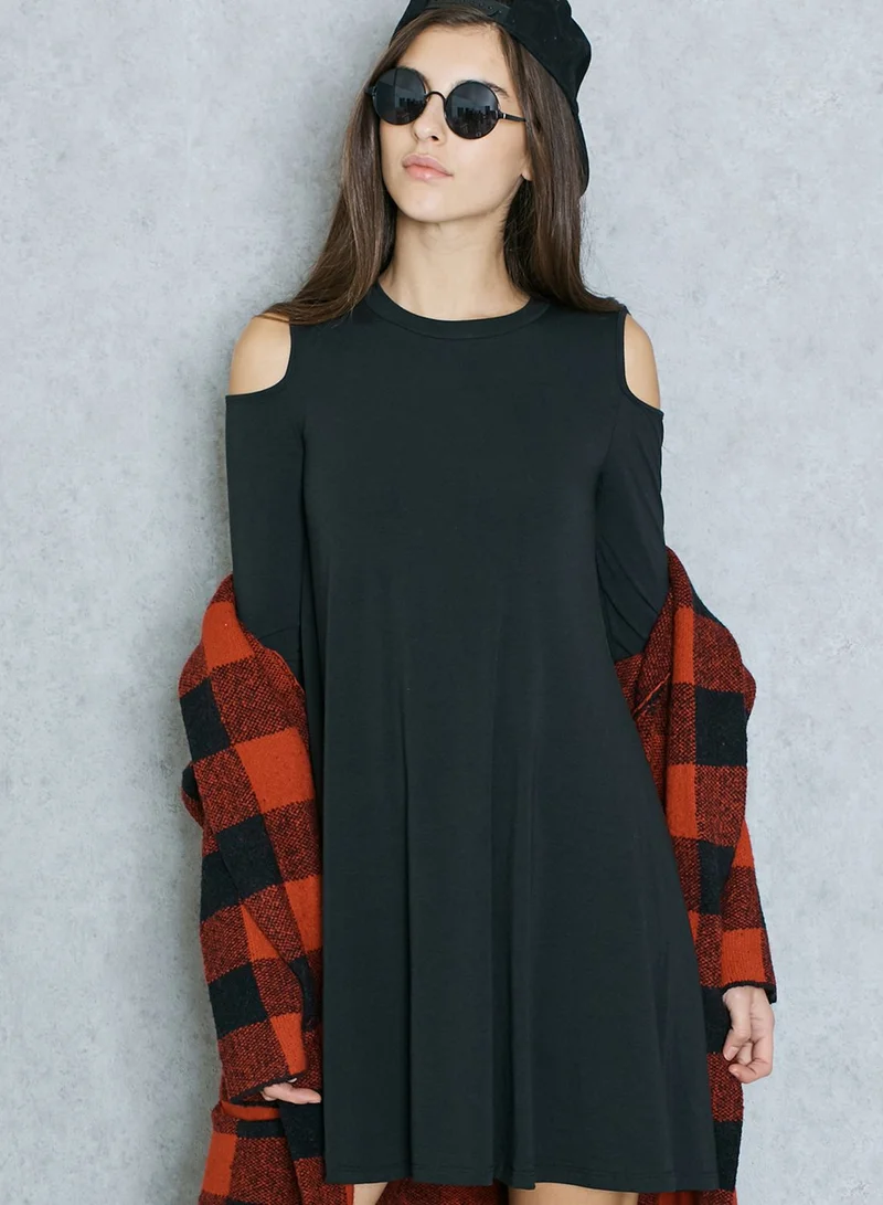 TOPSHOP Cold Shoulder Swing Dress