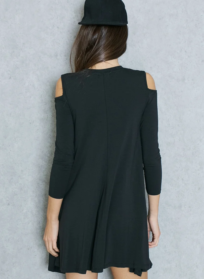 TOPSHOP Cold Shoulder Swing Dress