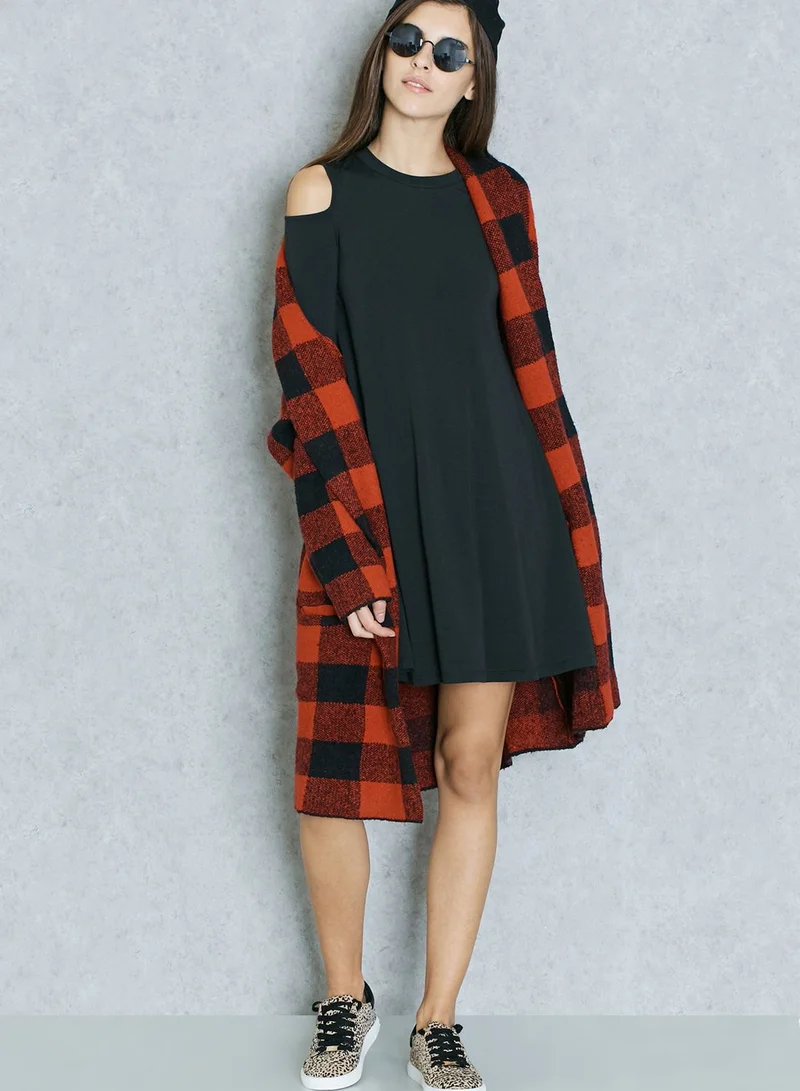 TOPSHOP Cold Shoulder Swing Dress