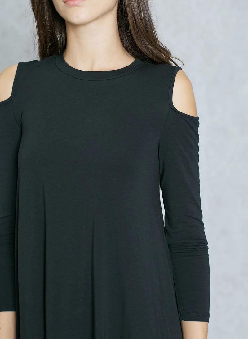 TOPSHOP Cold Shoulder Swing Dress