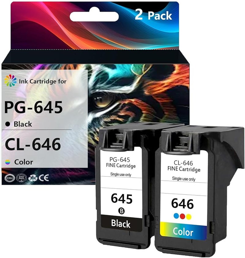 Black and Color Ink Cartridges Compatible for Canon PG645 CL646 Printers MG2460 MG2560 MG2960 - Image 1