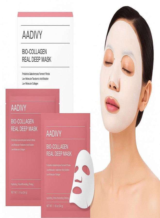 AADIVY Biio Collagen Face Mask Overnight - Hydrating Hydrogel Mask for Glowing Skin, Pore Minimizing & Skin Firming, Improves Elasticity, Unscented Sheet Mask for Face Care (Pack of 3) - Image 1