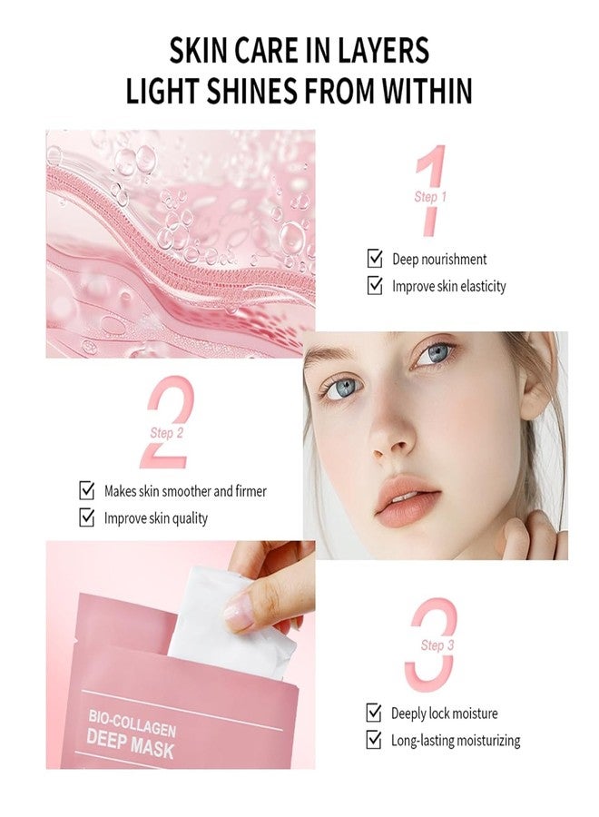 AADIVY Biio Collagen Face Mask Overnight - Hydrating Hydrogel Mask for Glowing Skin, Pore Minimizing & Skin Firming, Improves Elasticity, Unscented Sheet Mask for Face Care (Pack of 3) - Image 5