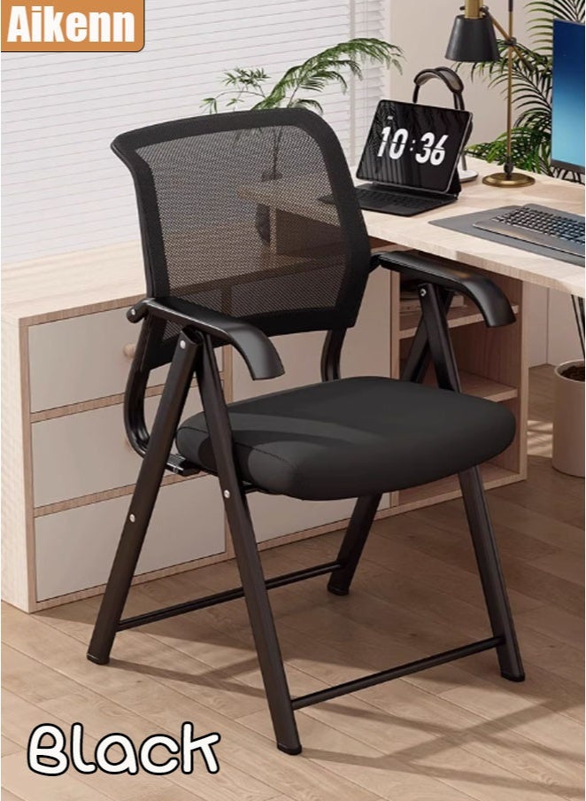 Aikenn AIkenn Foldable Office Chair No Installation Required Folding Chair with Padded Seats Multi-functional Portable Chair for Home Dining Office Outdoor Fishing Black  - Image 1