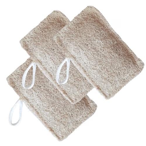 MARMORIS ECOM Natural Loofah Body Scrubber, Organic Eco-Friendly Bath Sponge, Gentle Exfoliating Loofah with Hanging Loop, Ideal for Women & Men, Ridge Gourd Fibre, Lightweight Cleansing Scrub (Rectangle- Pack of 3) - Image 3
