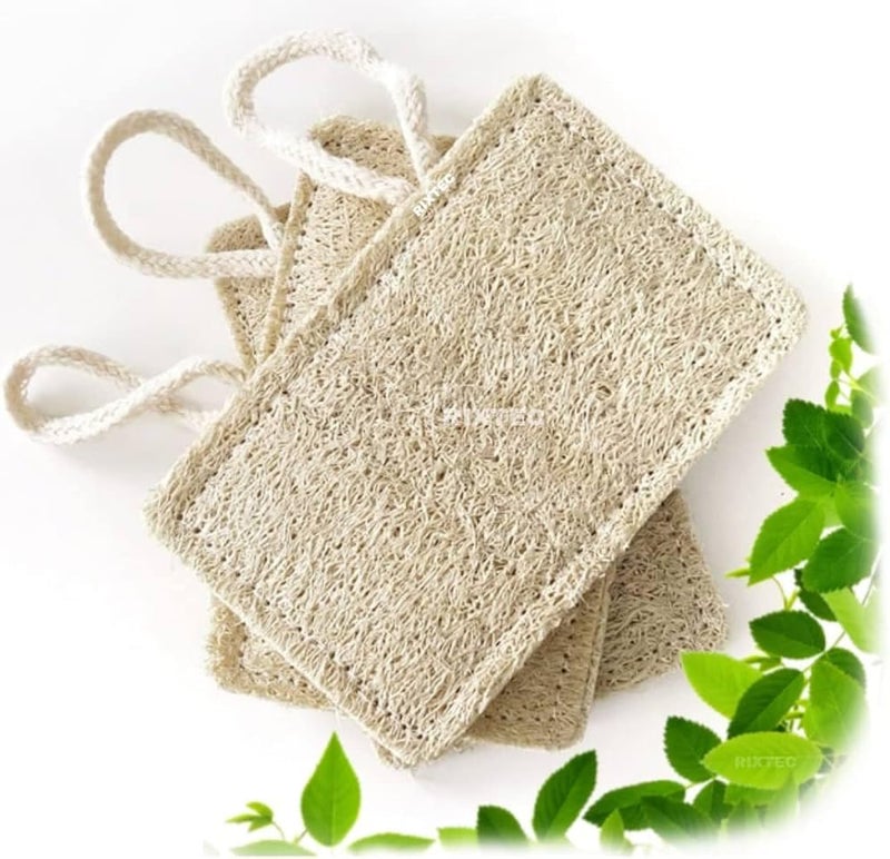 MARMORIS ECOM Natural Loofah Body Scrubber, Organic Eco-Friendly Bath Sponge, Gentle Exfoliating Loofah with Hanging Loop, Ideal for Women & Men, Ridge Gourd Fibre, Lightweight Cleansing Scrub (Rectangle- Pack of 3) - Image 2