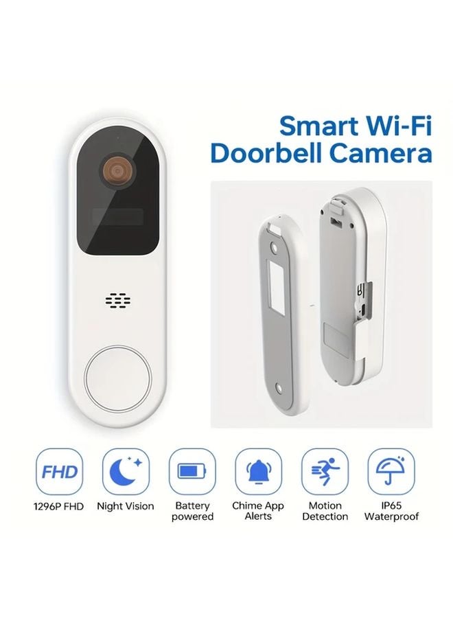 Smart Video Doorbell Camera Wireless Wi Fi 1296P Outdoor Motion Detection Night Vision - Image 1
