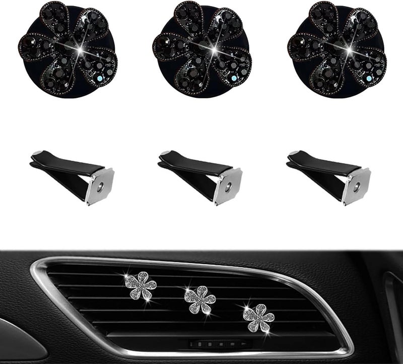 LARDROK 5 Pcs Car Vent Clip,Bling Flower Air Fresheners Vent Clips,Car Diffuser Rhinestone Car Interior Decoration Charm Accessories - Image 3
