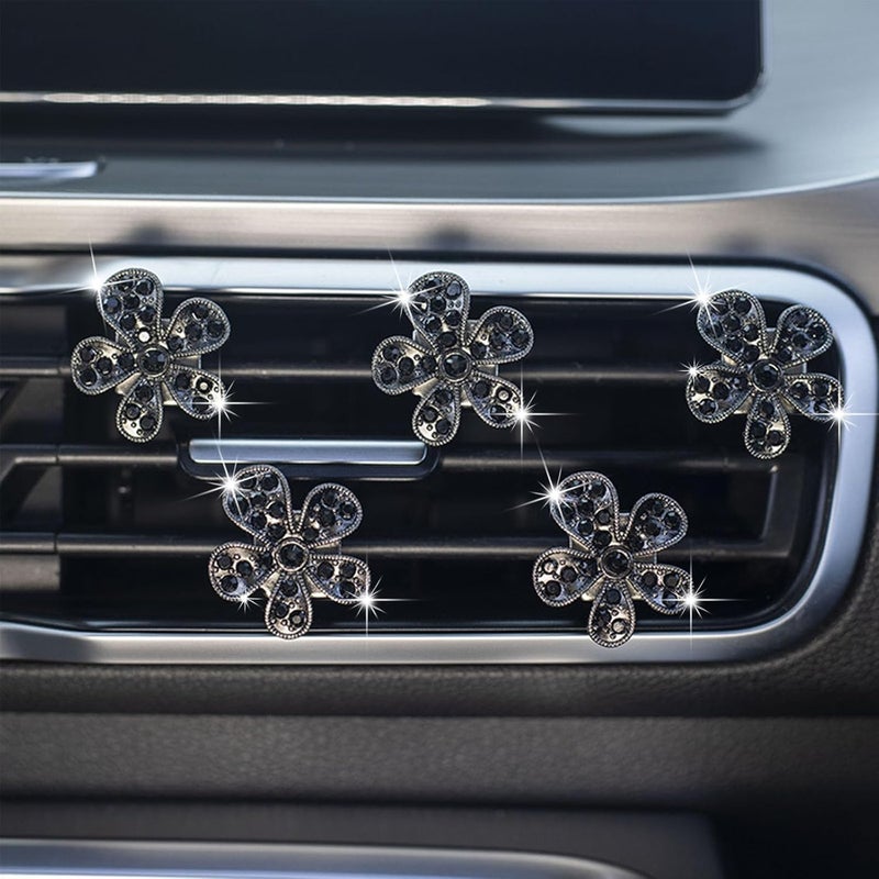 LARDROK 5 Pcs Car Vent Clip,Bling Flower Air Fresheners Vent Clips,Car Diffuser Rhinestone Car Interior Decoration Charm Accessories - Image 1