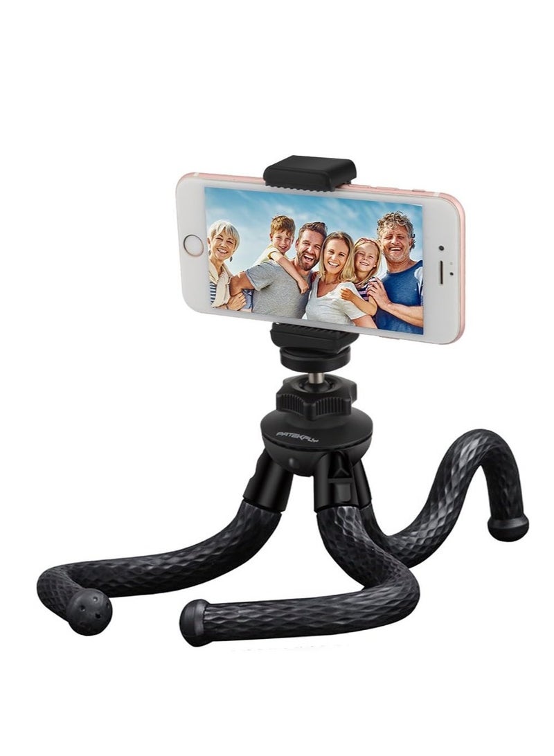MT-25 - Table Top Mini Portable Flexible Tripod Stand for Mobile Phones and DSLR & Digital Cameras - Coming with Universal Mobile Phone Holder (MT-25-BLK)  - Image 4