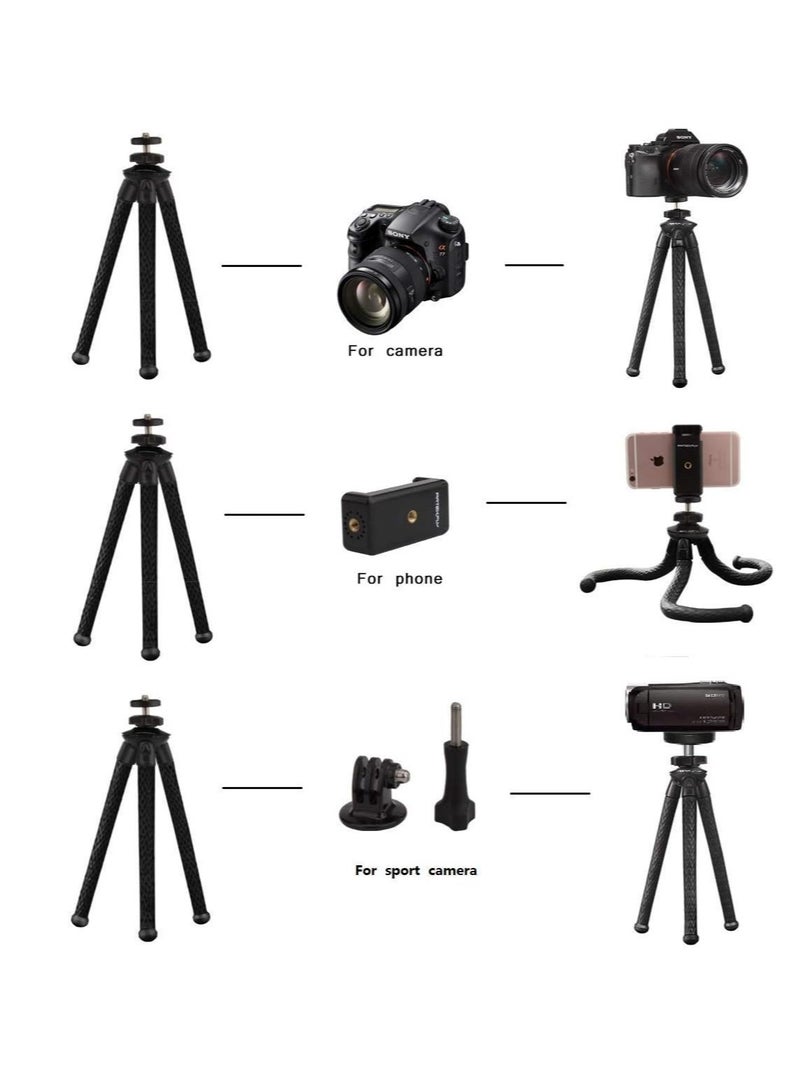 MT-25 - Table Top Mini Portable Flexible Tripod Stand for Mobile Phones and DSLR & Digital Cameras - Coming with Universal Mobile Phone Holder (MT-25-BLK)  - Image 5