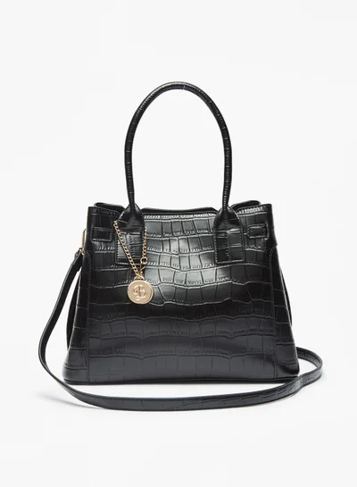 Flora Bella By Shoexpress Womens Textured Tote Bag with Metallic Accent and Snap Button Closure