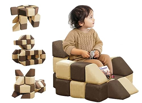 nets Tribe Magnetic Soft Building Blocks for Kids Magnetic Blocks Big Blocks Educational Toys Incredibly Fun Building Block for Children Coffee BrownLight Coffee Brown - Image 1