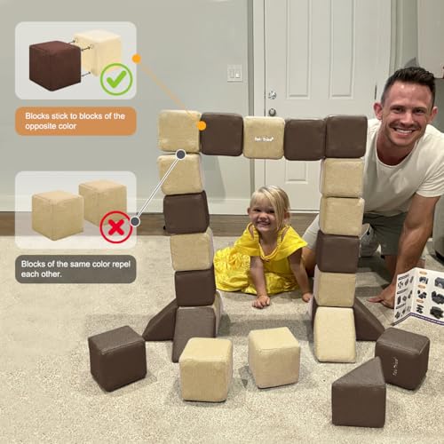 nets Tribe Magnetic Soft Building Blocks for Kids Magnetic Blocks Big Blocks Educational Toys Incredibly Fun Building Block for Children Coffee BrownLight Coffee Brown - Image 5
