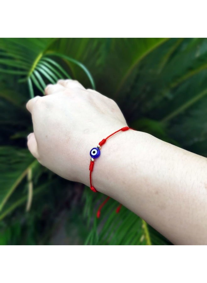 MAKBAK Evil Eye 7 Knot Lucky Bracelets for Women Men Adjustable Lucky Amulet Black Red String Bracelet for Protection Family Friends (Red, Bronze) - Image 4