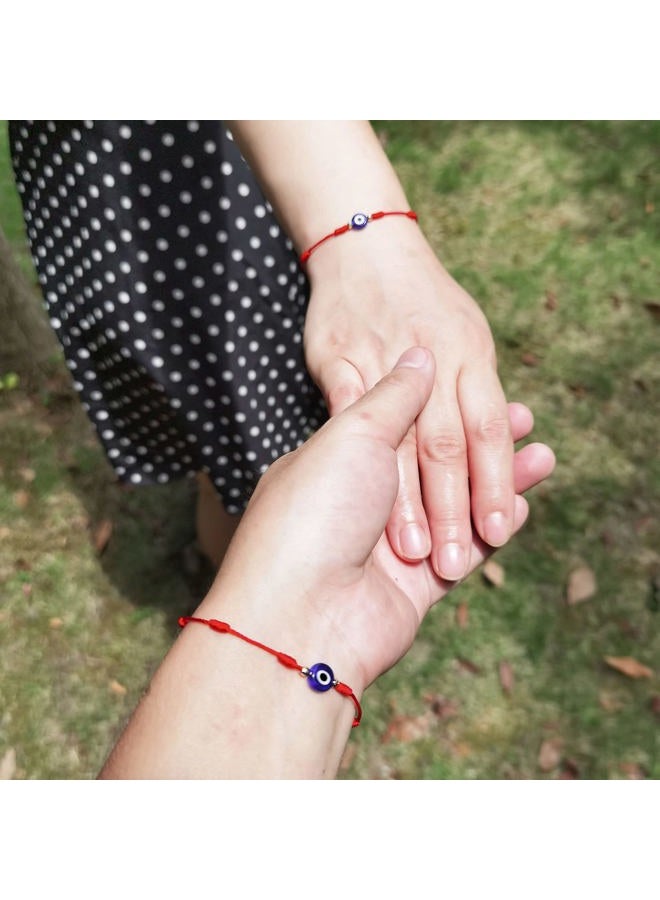 MAKBAK Evil Eye 7 Knot Lucky Bracelets for Women Men Adjustable Lucky Amulet Black Red String Bracelet for Protection Family Friends (Red, Bronze) - Image 3