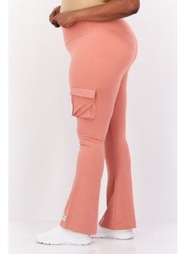 The Giving Movement Women Regular Fit Plain Cargo Pocket Flare Pants, Peach  - Image 2