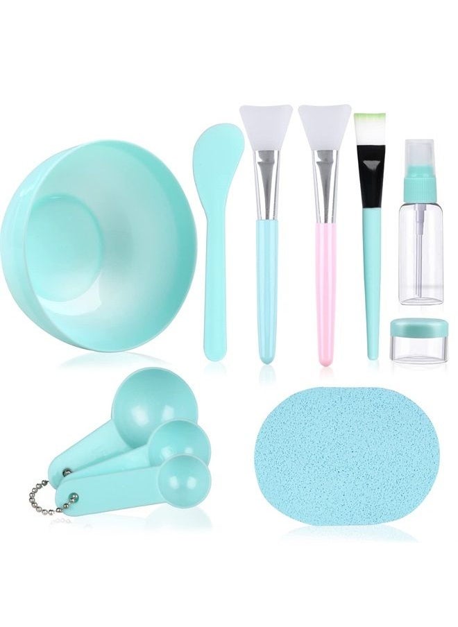 fenshine Face Mask Mixing Bowl Set, Facial Mask Mixing Tool Kit with Plastic Mask Bowl Silicone Mask Brushes Measuring Cup Stick Spatulas Facial Sponge (10PCS)  - Image 1