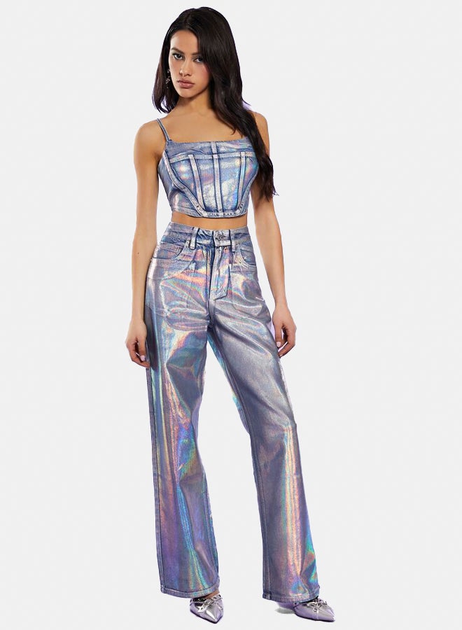 FOREVER 21 Iridescent Cropped Cami - Image 4