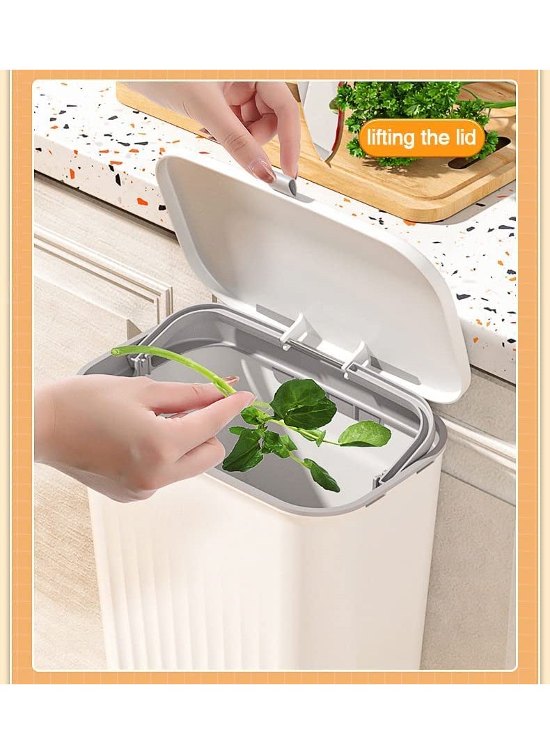 PROSFIA PROSFIA Trash Can Waste Bin Wall Mounted Counter Waste Compost Bin Kitchen Cabinet Door Hanging Trash Can With Lid Small Compact Garbage Can For Kitchen Drawer Bedroom Dorm Garbage Container Bin  - Image 2