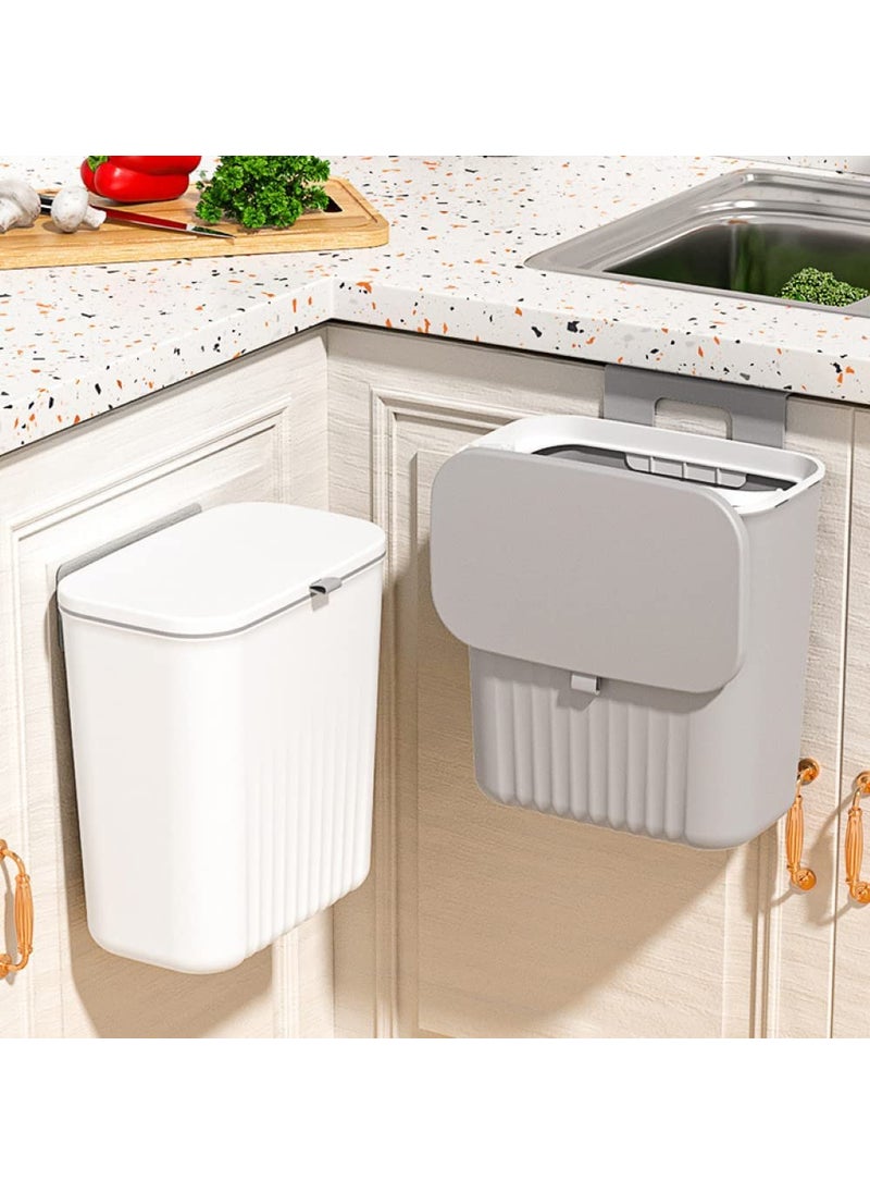 PROSFIA PROSFIA Trash Can Waste Bin Wall Mounted Counter Waste Compost Bin Kitchen Cabinet Door Hanging Trash Can With Lid Small Compact Garbage Can For Kitchen Drawer Bedroom Dorm Garbage Container Bin  - Image 1