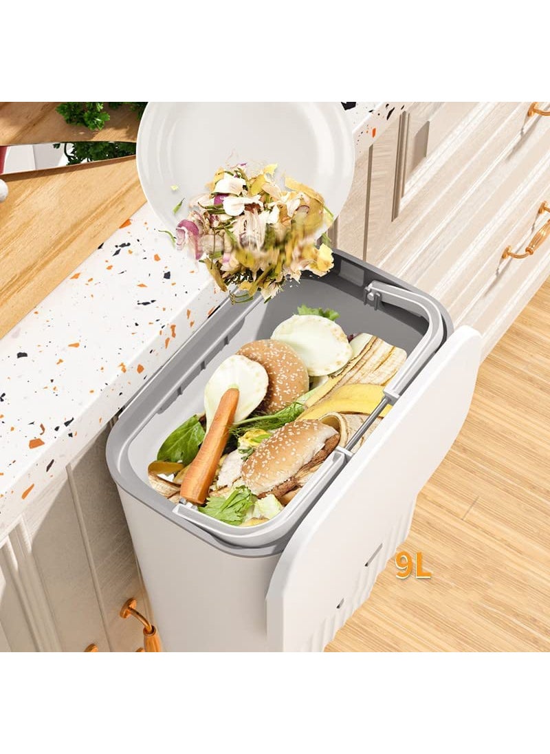 PROSFIA PROSFIA Trash Can Waste Bin Wall Mounted Counter Waste Compost Bin Kitchen Cabinet Door Hanging Trash Can With Lid Small Compact Garbage Can For Kitchen Drawer Bedroom Dorm Garbage Container Bin  - Image 3