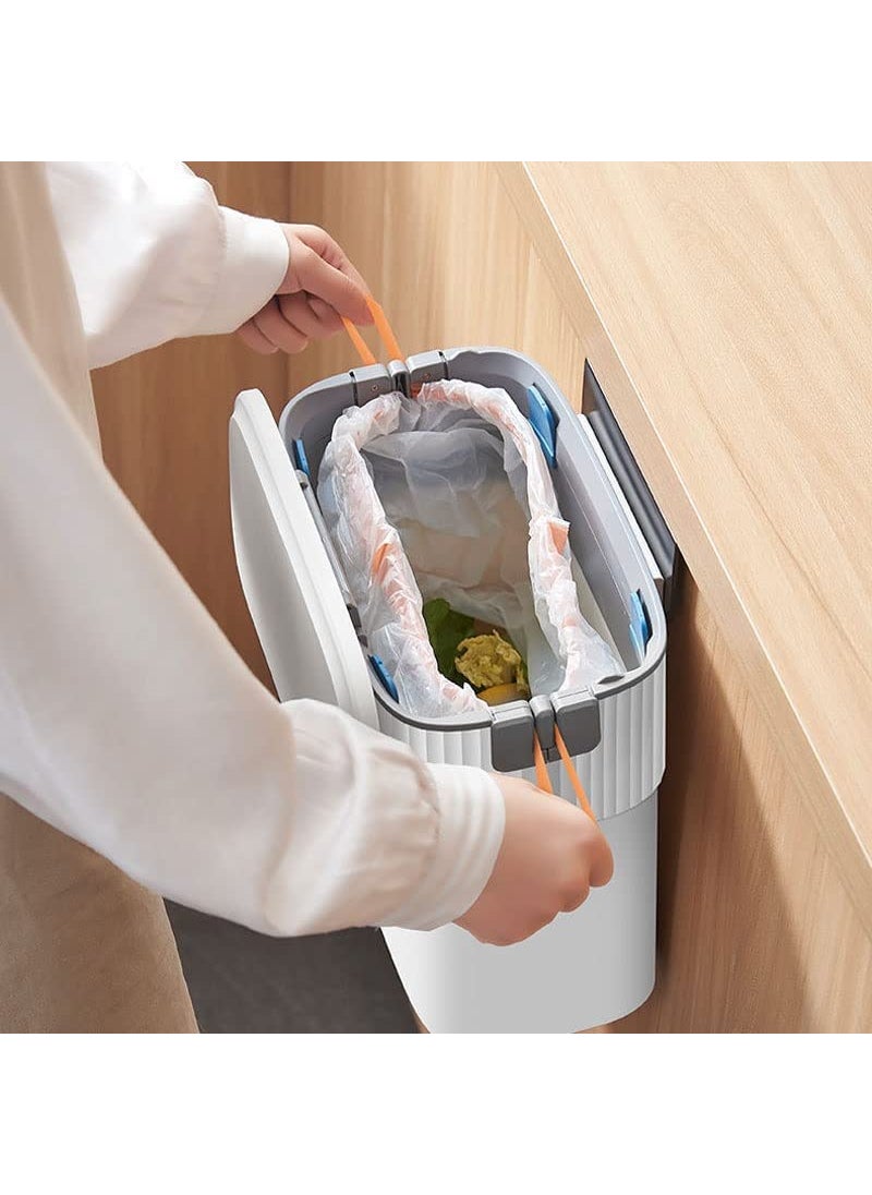 PROSFIA PROSFIA Trash Can Waste Bin Wall Mounted Counter Waste Compost Bin Kitchen Cabinet Door Hanging Trash Can With Lid Small Compact Garbage Can For Kitchen Drawer Bedroom Dorm Garbage Container Bin  - Image 5