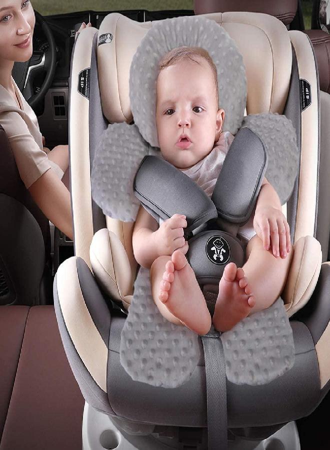 Pro Goleem Pro Goleem Infant Car Seat Head Neck Body Support, Ultra-Soft Minky and Microfiber Newborn Car Seat Insert Cushion, Perfect for Car Seat, Stroller, 2-in-1 Reversible, for Boys and Girls, Gray - Image 3
