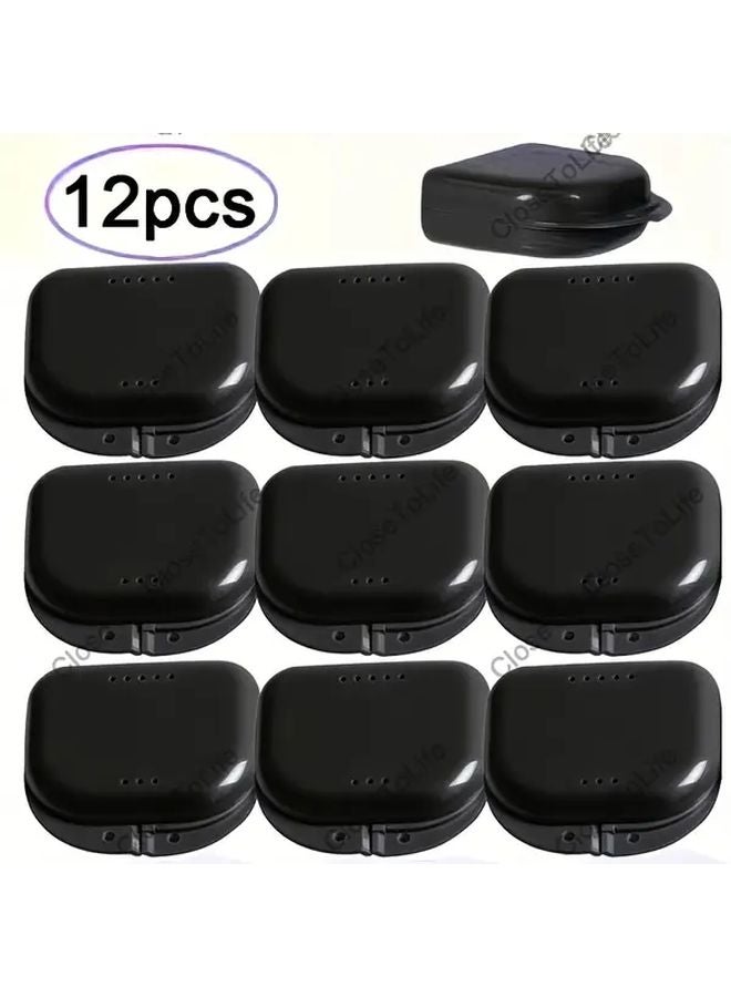 أسود 12 قطعة حافظة أسنان محمولة متعددة الأقسام مع غطاء محكم وفتحات تهوية لصندوق السفر - Image 1